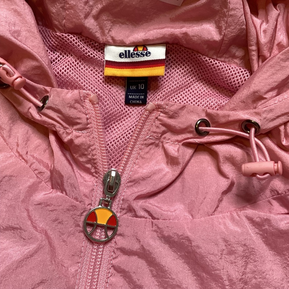 Ellesse Tonvilli Windbreaker Jacket Anorak Hoody Hooded Pink Medium Kangaroo - Picture 6 of 9